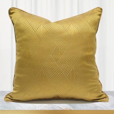 China Nondisposable golden yellow gold yellow pillow cover 45cmx45cm luxury room style hotel pattern sofa European and American geometric bag pattern for sale