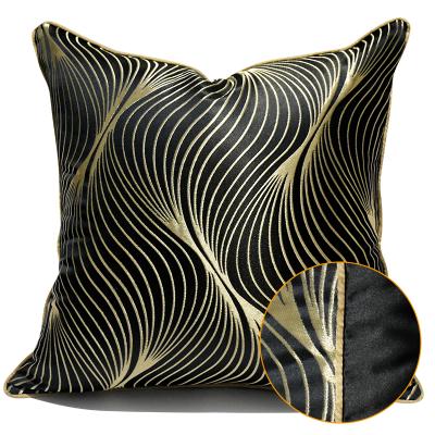 China Living Room Chair Luxury Backrest 40cmx60cm American Black Soft Light Home Decoration Spiral Pattern Golden Abstract Style Nondisposable for sale