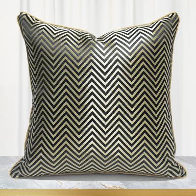 China Hotel B Ripple Pattern Gold Cushion Cover Lightweight Nordic Style Black Nondisposable & Custom B Window Soft Floating Pillow Cover for sale