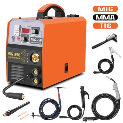 China Hotels 3 in1 MIG welders mag left cat welders 250 amp gas / IGBT welding machine gasless mig250 for sale