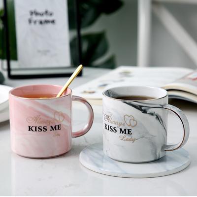 Китай Fashion Valentine Wedding gift Ceramic coffee cup gold edge mugs custom logo with spoon gift box set продается