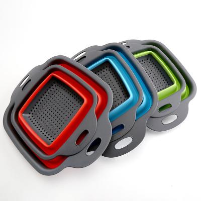 Κίνα Foldable Strainer Kitchen Tools Accessories Vegetable Washing Container Rectangle storage basket προς πώληση