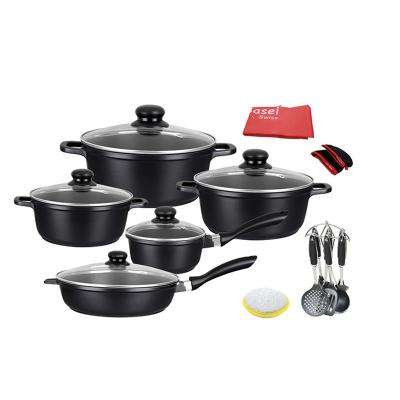 中国 21sets frying Kitchen Pot Pan Set kitchen Aluminum nonstick cookware sets 販売のため