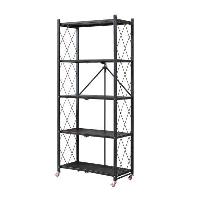 China Foldable Kitchen Metal Storage shelves kitchen metal  wheels storage racks for sale