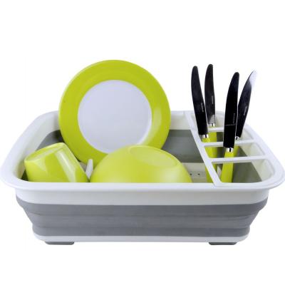 China Multifunction Foldable kitchen dish drain basket collapsible storage holder rack dish drying rack for sale