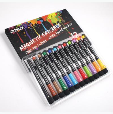 China ZSCM Color Erasable Luminous Color Marker Pen 12 Magnetic Marker Paint Holder For Whiteboard for sale