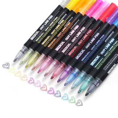 China Amazon Hot Selling Writing Drawing Set Pen Art Markers Painting Dual Line Pen for sale