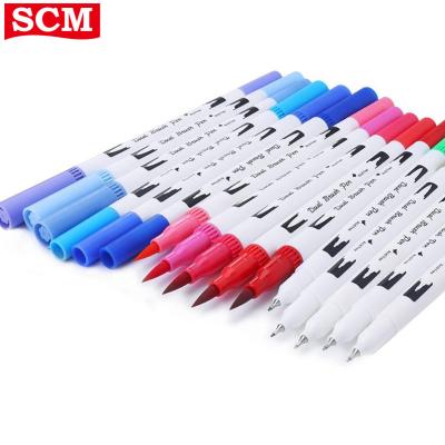 China High Quality Pen Art Markers Acid Free Fineliner Promotional Gift Double Brush Tip Brush Pen for sale