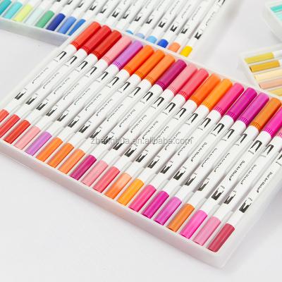 China Awesome Promotion Gift Watercolor Acid Free Brush The Double Park Colorful Art Markers For Doodling for sale