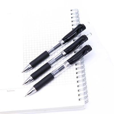 China Normal school and office OEM promotion gel ink pen plastic retractable black pen with black handle for sale