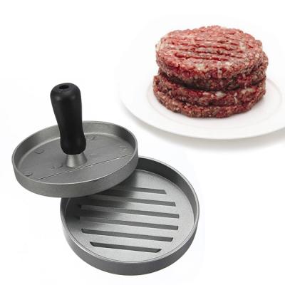 China Sustainable Aluminum Non-Stick Burger Press with 50 Free Patty Papers and Wooden Handle for sale