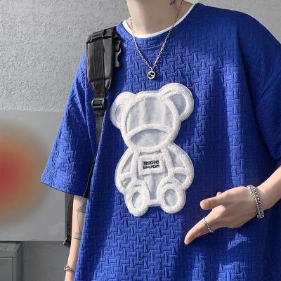 China Wholesale Custom Anti-wrinkle Summer Men's T-shirt Patch Embroidered Short Sleeve Couples Cotton Hip Hop Loose Plus Size Women T-shirt for sale