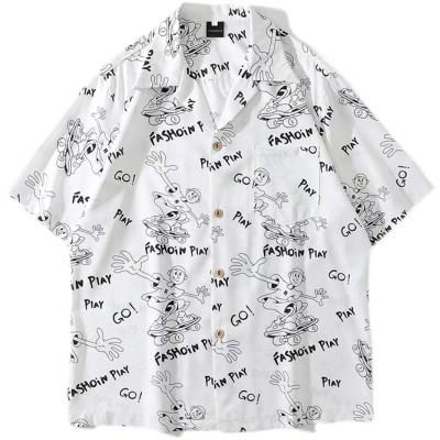 China Wholesale custom high quality printed casual loose short sleeve anti-pilling summer men's shirts retro tops unisex shirts for sale