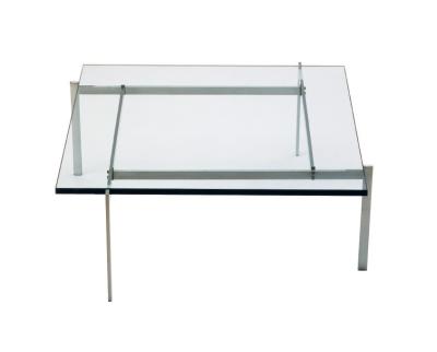 China Easy To Clean Modern Home Furniture Square PK61 Glass And Marble Coffee Table for sale