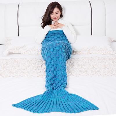 China Mermaid Breathable Crochet Mermaid Tail Knitting Blanket Blanket For Kids All Seasons Sleep Blankets For Girls for sale