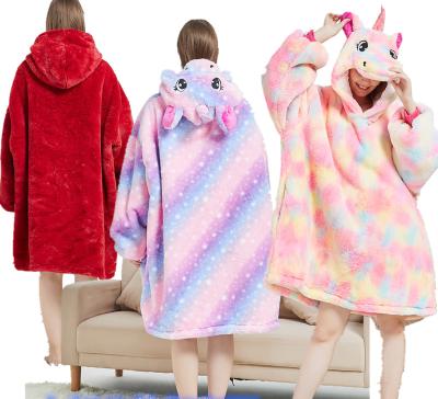 China Breathable Oversized Wearable Sweatshirt Covers Women's Cozy Warm Giant Hooded Unicorn Hug Sweater M L for sale