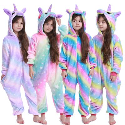 China Winter Kigurumi Pajamas Unicorn Cartoon Anime Animal Kids Overalls Boys Girls Pajamas Breathable Flannel Kids Sleepwear Warm Pajamas for sale