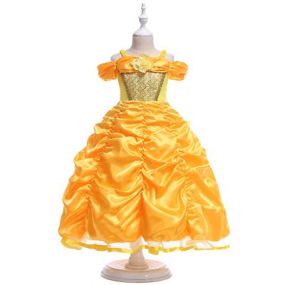 China Breathable Yellow Princess Dress Costume Toddler Girl Fancy Dress Up Costume for sale