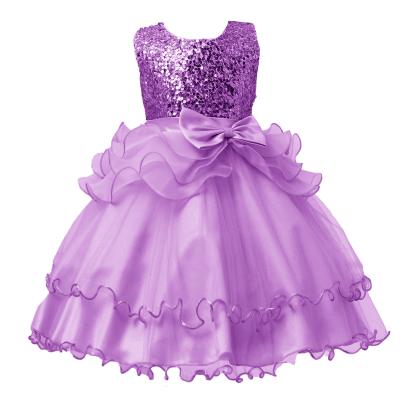 China Breathable Little Girl Sequin Mesh Tull Dress Sleeveless Flower Party Ball Gown Dresses for sale