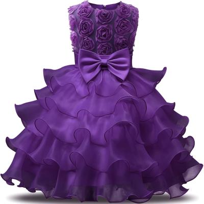 China Retro Girl Dress Kids Ruffles Lace Up Party Wedding Dresses (Amazon Hot Selling) for sale