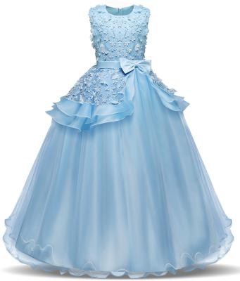 China Hot Selling Amazon Sleeveless Princess Ball Gown Prom Dress Princess Pageant Dresses Kids Embroidery Regular Girl for sale