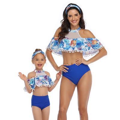 China High Waisted Breathable Girls Swimwear Halter Neck Bikini Swimwear Tankini Swimwear for Mom and Daughter for sale