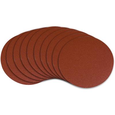 China 5inch Self Adhesive Red Aluminum Oxide PSA Sandpaper Polishing Discs for sale