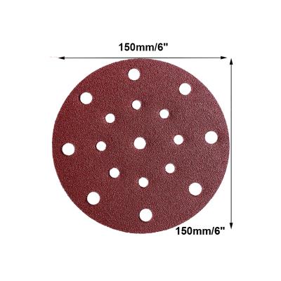 China Large capacity sharping 150mm 15 holes polyester film base hook and loop disc sanding waterproof sanding papers for sale