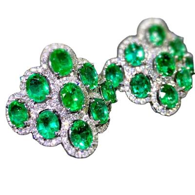 China Other Factory Price FineJewelry14K 18K White Gold Solid Ring Natural Gemstone Vivid Emerald Ring for sale