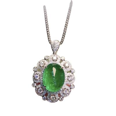 China Factory Price CLASSIC Fine Jewelry 14K 18K Solid Gold Necklace Jewelry Sets Natural Gemstone Emerald Women Vivid Party Pendant for sale