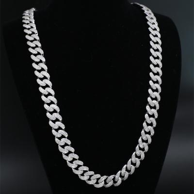 China Wholesale Price 925 Sterling Silver Bracelet Ice Outlet Hiphop Cuban Link Necklace Chains Luxury Moissanite Necklace for sale