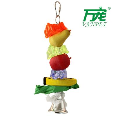 China Viable Bird Swing Chewing Perches Parrot Toys Assessories Bells Strings Bird Parrot Chew Toy Set Wooden Hanging Bird Toy for sale