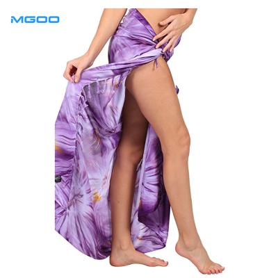 China Custom Breathable Breathable Long Sarongs Cover Ups Womens Cotton Sarongs Printed Cover Ups Floral Sexy Hawaiian Beach Wear for sale