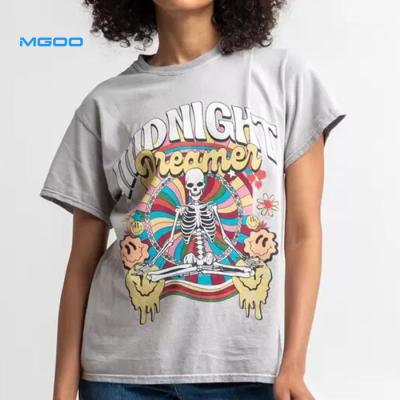 China MGOO Anti-Shrink Anti-Shrink Custom Make Women Tees Shirt T-Shirts Oversized Short Sleeve O-Neck Women T-shirts DTG Graphic Print for sale