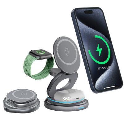 China Magnetic Wireless Charger Stand 15W With 360 Degree Rotation for sale