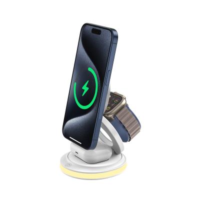 China Silicone ABS Magnetic Wireless Charging Station 3In1 Folding 15W for sale