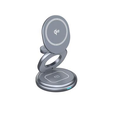 China Qi2 Metal Fast Foldable Wireless Charging Station 3 In 1 360 Degrees Rotating for sale