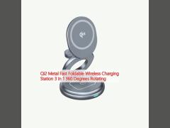 Qi2 Metal Fast Foldable Wireless Charging Station 3 In 1 360 Degrees Rotating
