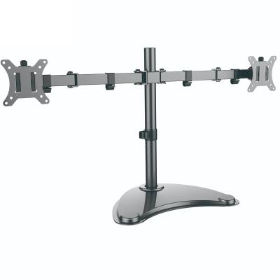 China Durable High Quality Steel Steel Stable Double Screen Swivel Black Free Standing Monitor Mount for sale