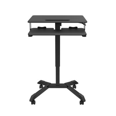 China Manual Height Adjustable (Height) Table View Work Management Computer Steel Desk With Tray for sale