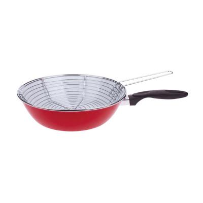 China 190ED Viable Pan Handle Enamel Frying Pan High Quality Nonstick Frying Pan with Basket for sale