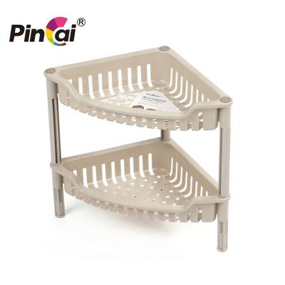 China Sustainable High Quality Colorful Plastic Kitchen PP 2 Tiers Rack Storage Plastic Shelf for sale