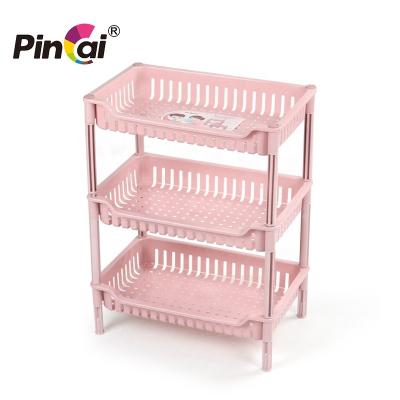 China Sustainable Kitchen Supplies Plastic Standing Racks Rectangle Food Spice 3 Tier Kitchen Storage Rack for sale