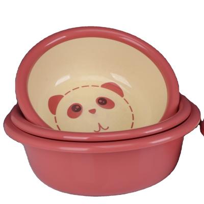 China Colorful Panda Printing Durable Round Wash Basin Cute Design Plastic Wash Basins For Bathroom for sale