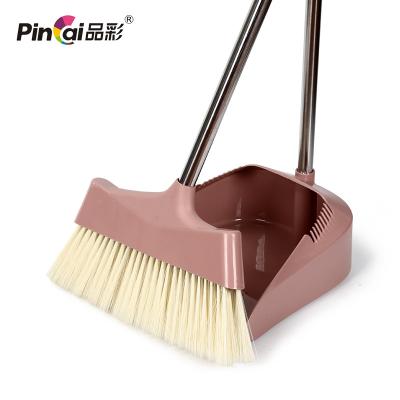 China Durable China Factory Wholesale Cleaning Products Long Handle Plastic Broom And Dustpan Set for sale