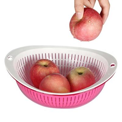 China Sustainable Hot Sales Housewares Drain Basket Double Layer Plastic Colander Bowl For Kitchen for sale