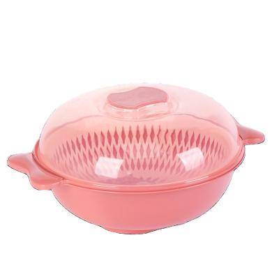 China Sustainable Candy Shape Kitchen Fruit Vegetable Wash Bowl Good Quality Plastic Drain Basket With Lid for sale