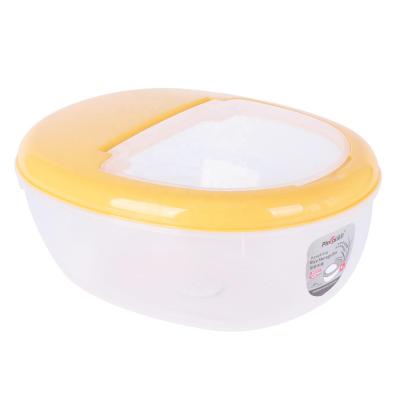 China Freshness Preservation New Product Oval Shaped Transparent Rice Bucket Flip Up Rice Plastic Storage Box for sale