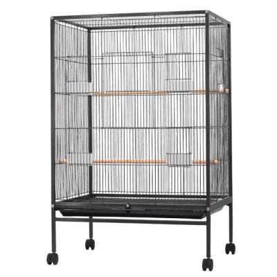 China Large Bird Cage Breathable Metal Mynah Parakeet Bird Cage Pet Cage With Wheels Bird Breeding Cage Factory Stain for sale