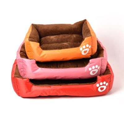 China Soft Velvet Bite-Resistant Non-Slip Waterproof Dog Kennel Winter Pet Cat Nest Dog Bed Cute Pattern Waterproof Warm Footprint for sale